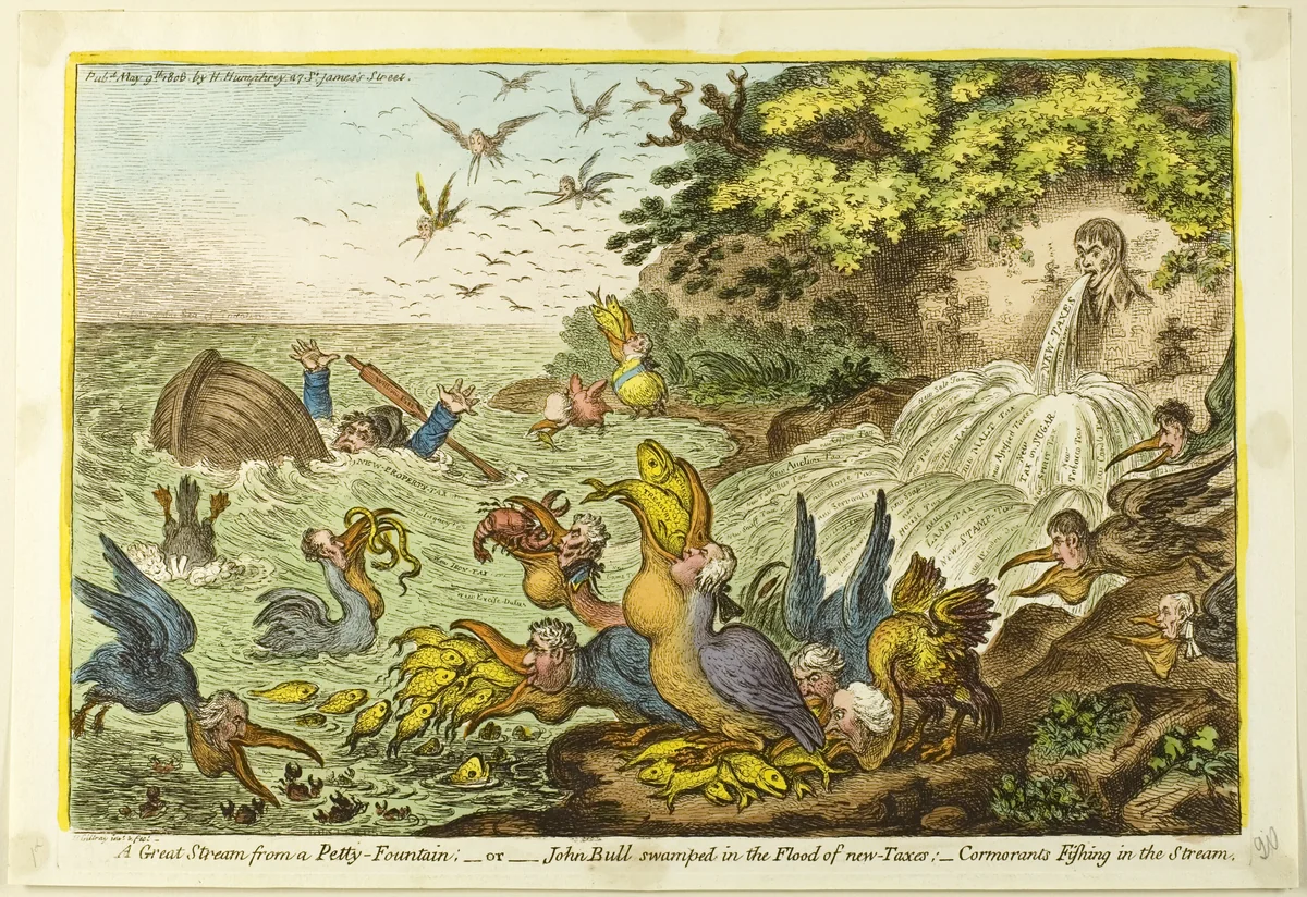 A Great Stream from a Pretty Fountain by James Gillray, print, 1806