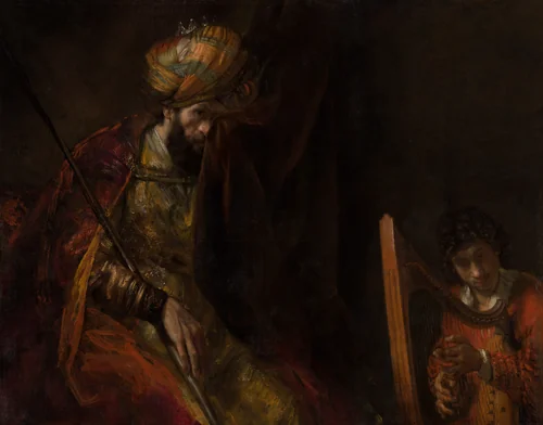 Saul and David by Rembrandt van Rijn, painting, 1651