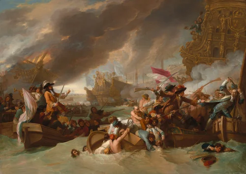 The Battle of La Hogue by Benjamin West, painting, 1778