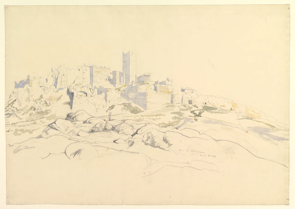 The Acropolis from the Areopagus, Athens by Thomas Hartley Cromek, drawing, 1846