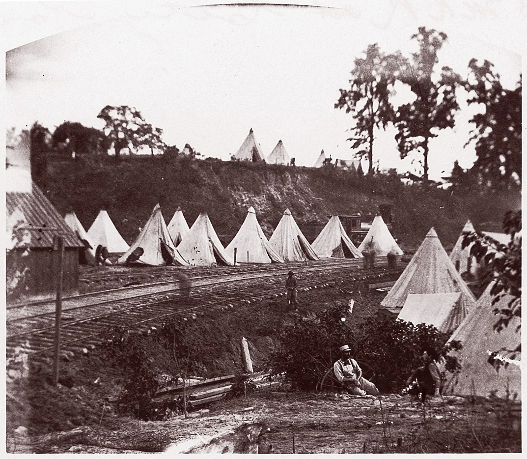 Camp of Construction Corps, U.S. Military Railroad at City Point by Andrew Joseph Russell, photograph, 1861-1865