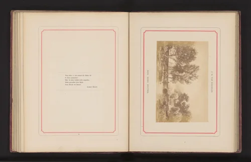 Fotoreproductie van een schilderij, voorstellende een roeiboot op een meer by anonymous, photograph, 1868-1878