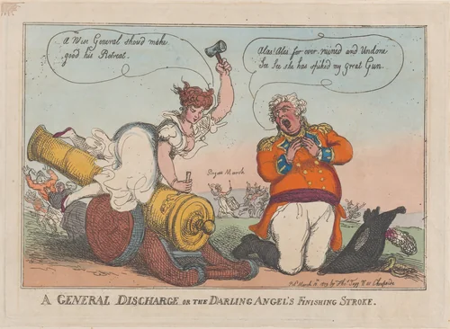 A General Discharge or the Darling Angel's Finising Stroke by Thomas Rowlandson, print, 1809