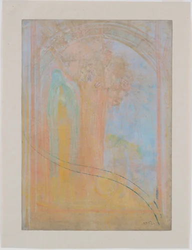 Virgin under the Arch by Odilon Redon, drawing, 1902