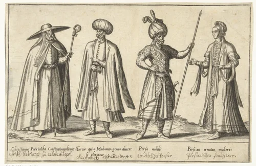 Kleding van Ottomanen en Perzen rond 1580 by Abraham de Bruyn, print, 1581