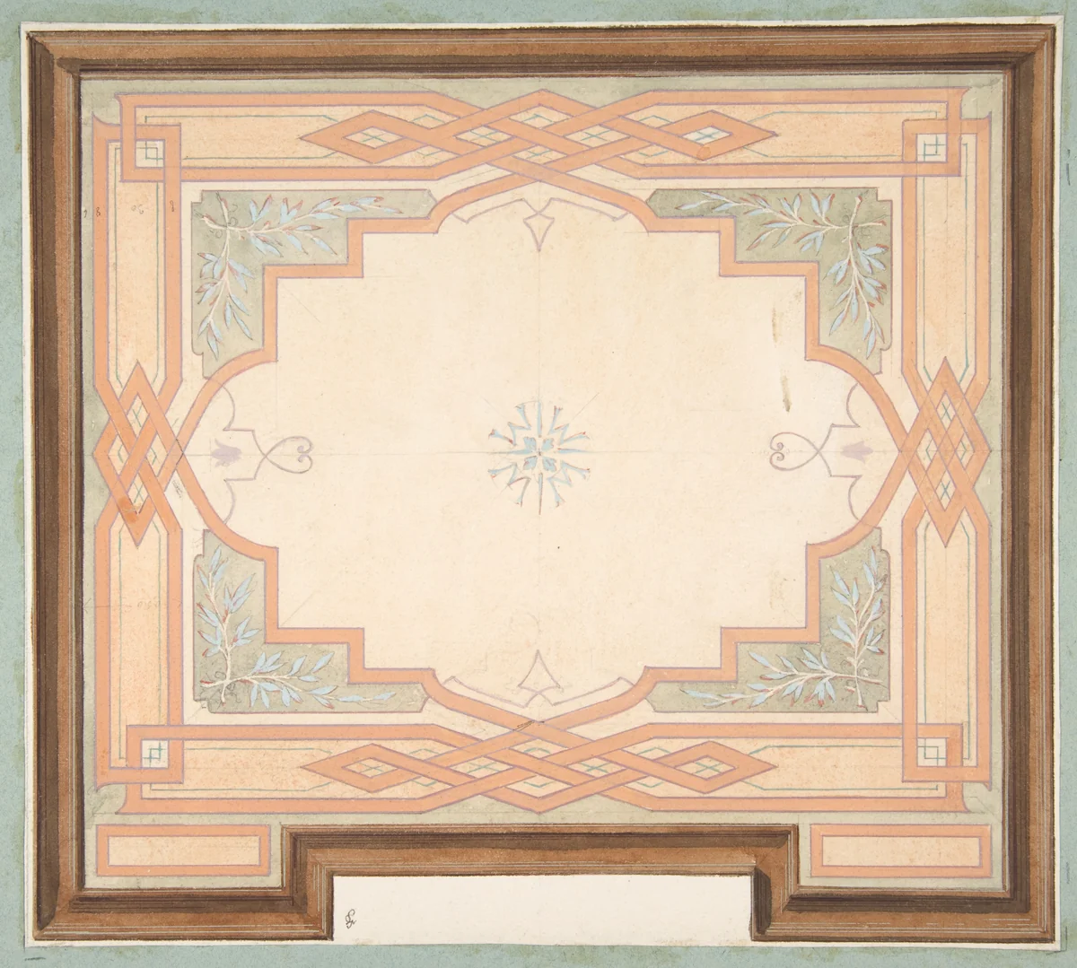 Design for a ceiling by Jules-Edmond-Charles Lachaise, drawing, 1850-1900