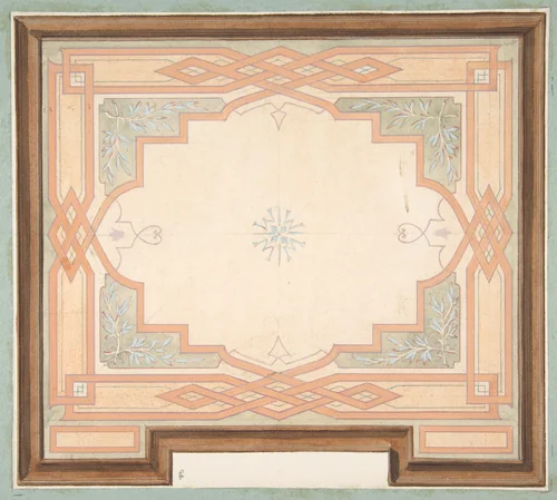 Design for a ceiling by Jules-Edmond-Charles Lachaise, drawing, 1850-1900