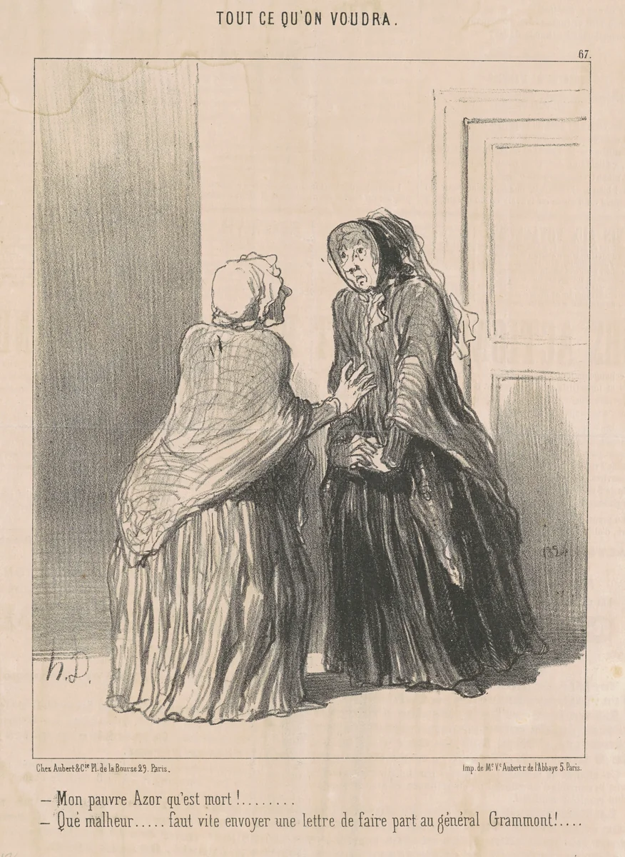 Mon pauvre azor qu'est mort! ... by Honoré Daumier, print, 1850