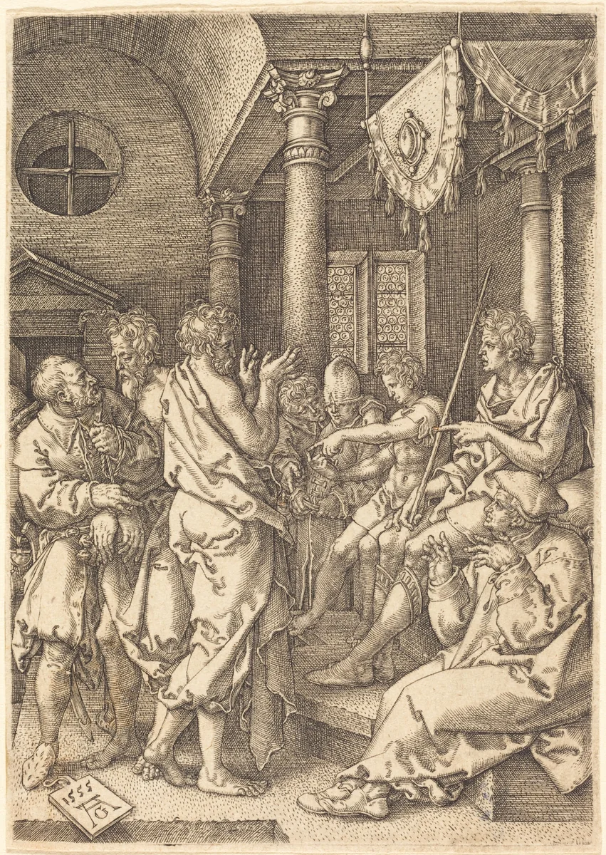 The Two Elders Convicted by the Testimony of Daniel by Heinrich Aldegrever, print, 1555