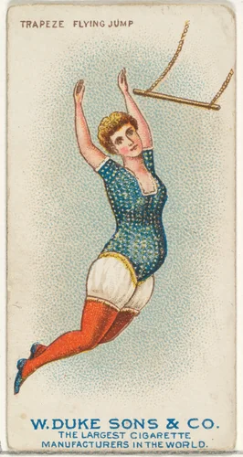 Trapeze, Flying Jump, from the Gymnastic Exercises series (N77) for Duke brand cigarettes by W. Duke, Sons & Co., print, 1887