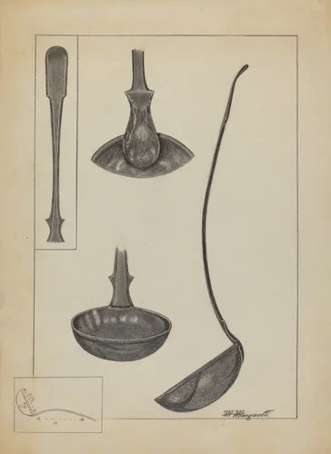 Pewter Spoon by Matthew Mangiacotti, index of american design, 1935-1942