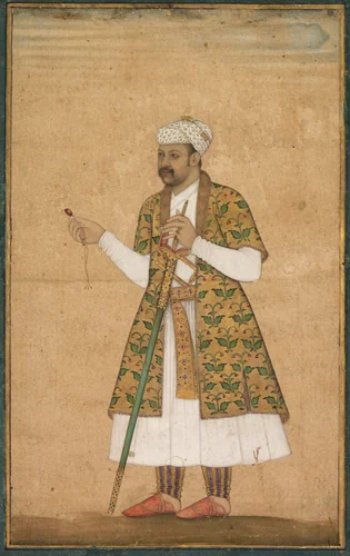 A Courtier, Possibly Khan Alam, Holding a Spinel and a Deccan Sword by Govardhan, painting, 1600-1615