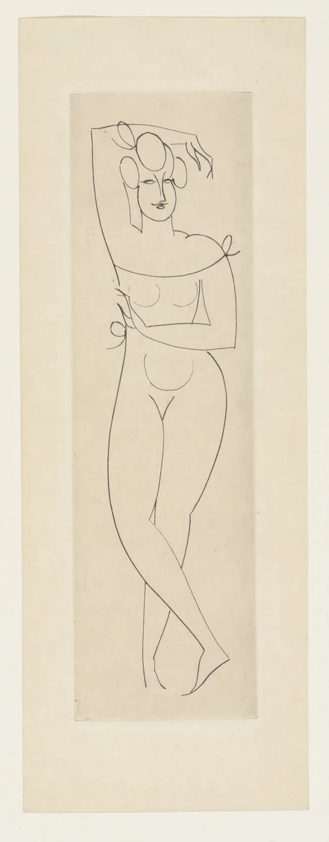 Female Nude, Standing from The Drypoints of Elie Nadelman by Elie Nadelman, print, 1951