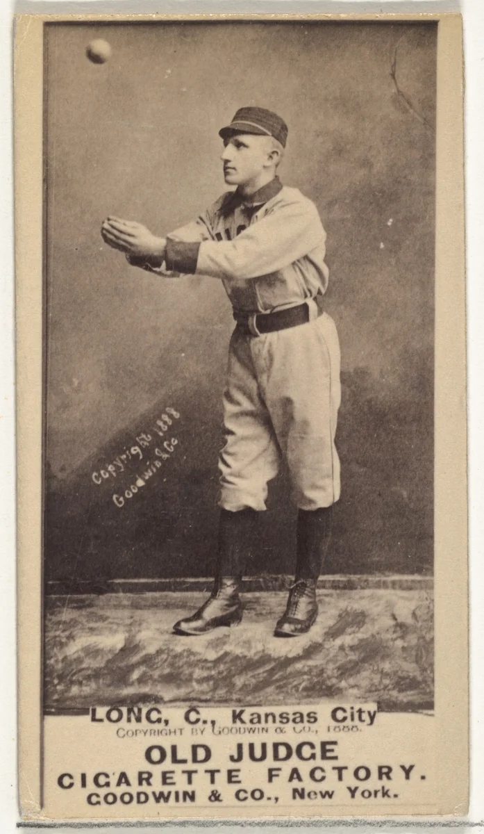 Herman C. Long, Catcher, Kansas City Cowboys, from the Old Judge series (N172) for Old Judge Cigarettes by Goodwin & Company, photograph, 1888