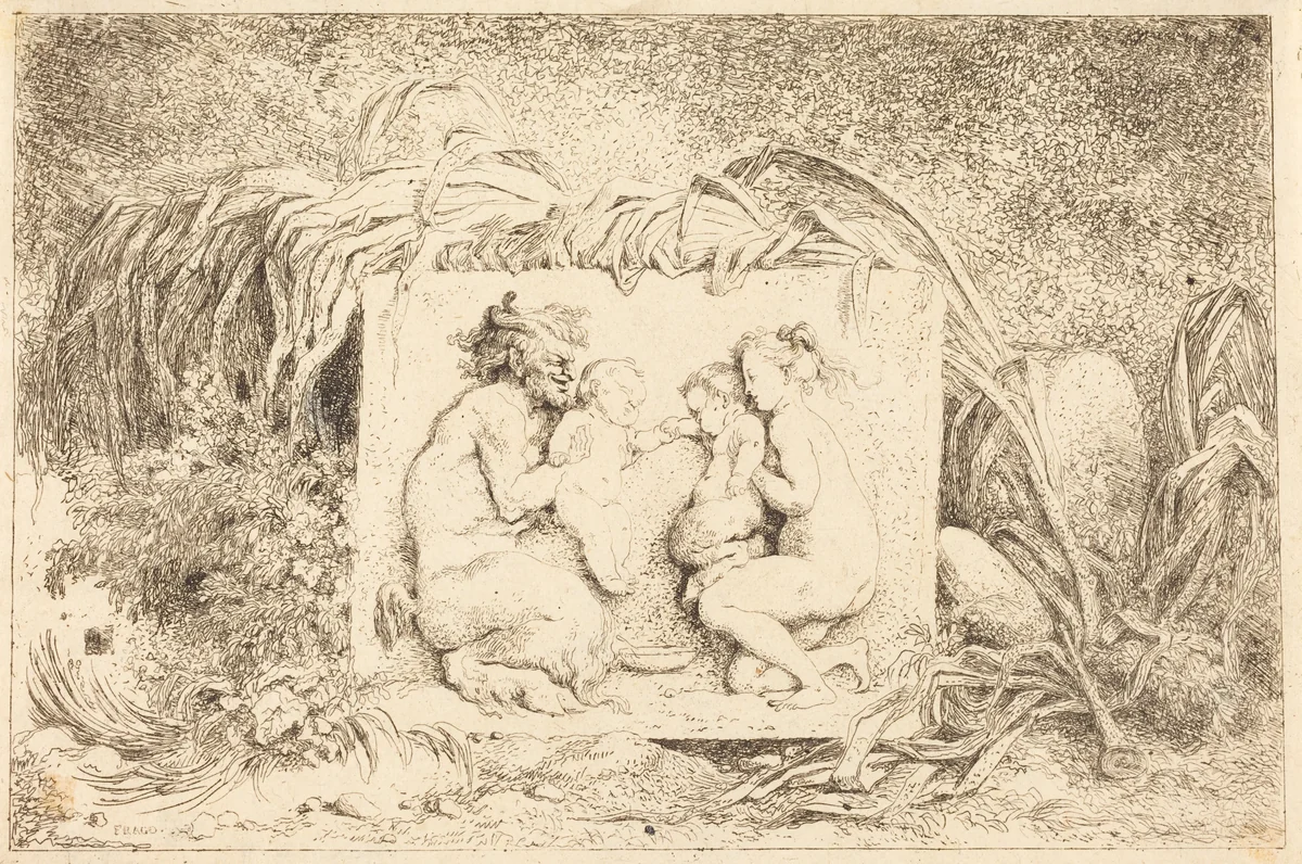 The Satyr's Family (La famille du satyre) by Jean Honoré Fragonard, print, 1763