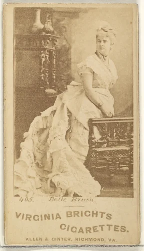 Card 405, Belle Brush, from the Actors and Actresses series (N45, Type 1) for Virginia Brights Cigarettes by Allen & Ginter, photograph, 1885-1891