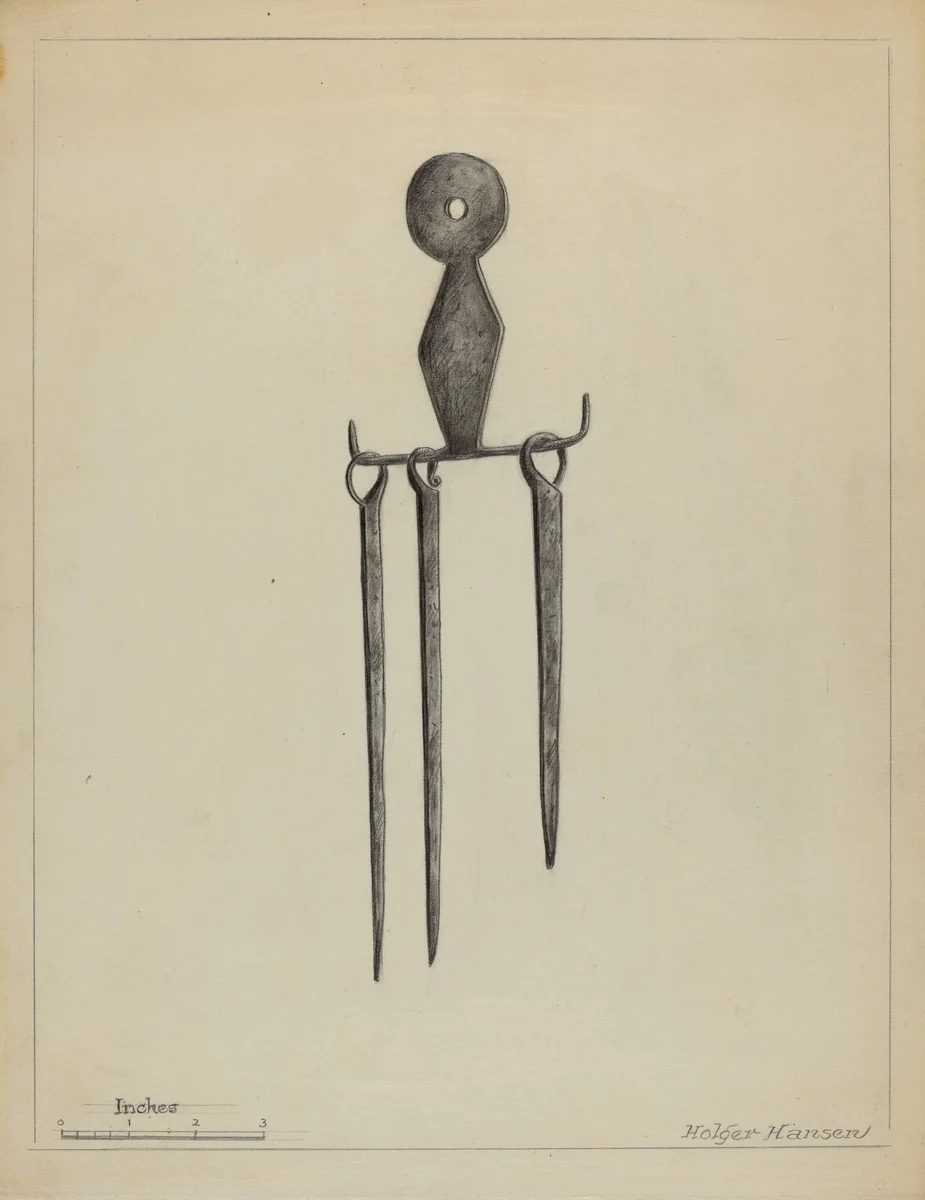 Skewers and Holder by Holger Hansen, index of american design, 1936
