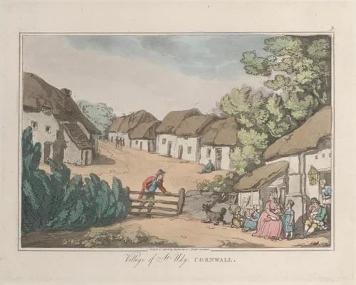 Village of St. Udy, Cornwall by Thomas Rowlandson, print, 1822
