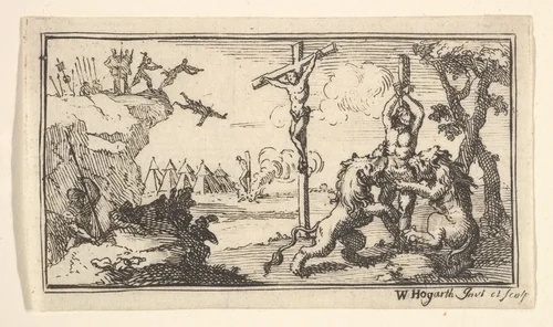 Crucifixion, etc. (John Beaver, Roman Military Punishments, 1725) by William Hogarth, print, 1725-1779