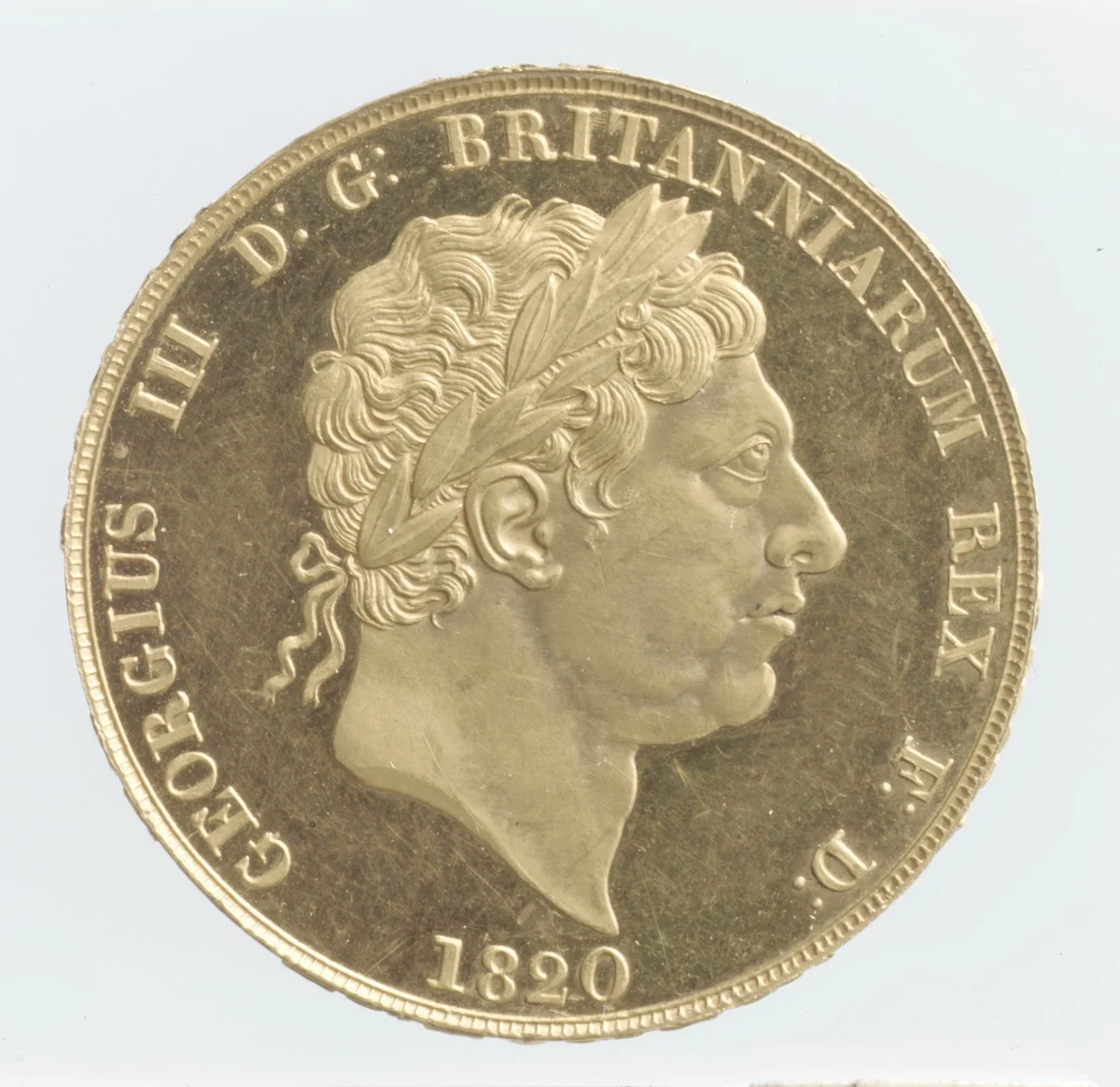 George III double sovereign by Benedetto Pistrucci, metalwork, 1820