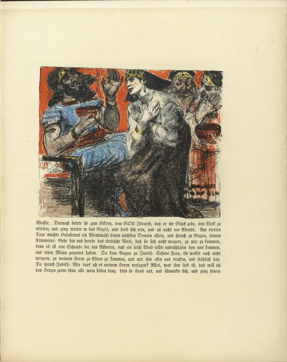 Judith in the Tent of Holofernes (Judith im Zelte des Holofernes) (in-text plate, folio 23) from Das Buch Judith (The Book of Judith) by Lovis Corinth, illustrated book, 1910