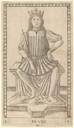 Re (King) by Master of the E-Series Tarocchi, print, 1465