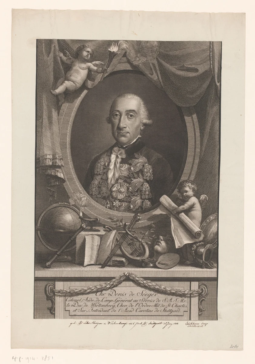 Portret van Christoph Dionysius, Freiherr von Seeger by Christian Jakob Schlotterbeck, print, 1767-1811