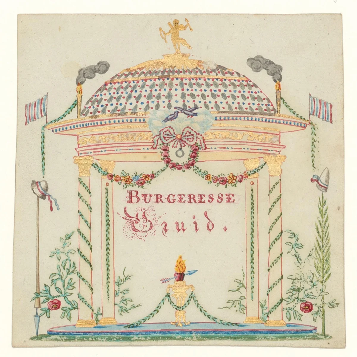 Naamkaartje voor de 'Burgeresse Bruid' by anonymous, print, 1795