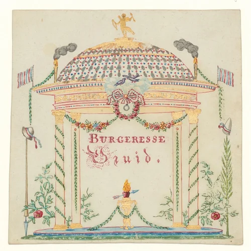 Naamkaartje voor de 'Burgeresse Bruid' by anonymous, print, 1795