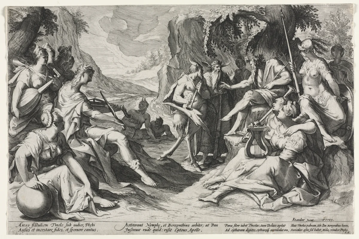 The Judgment of Midas by Nicolaes Clock, print, 1589