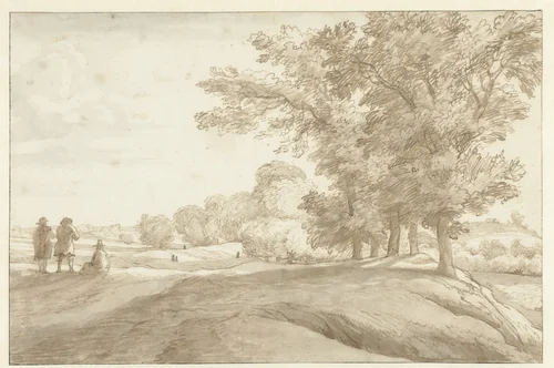 Heuvelachtig terrein in de omstreken van Windsor by Jacob Esselens, drawing, 1636-1687