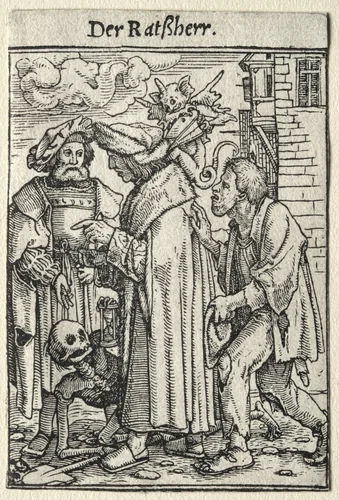 Dance of Death: The Councillor by Hans Holbein the Younger, print, 1521-1531
