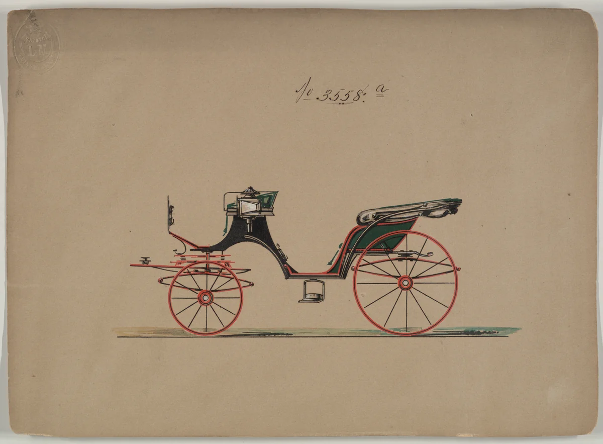 Design for Cabriolet or Victoria, no. 3558a by Brewster & Co., drawing, 1879