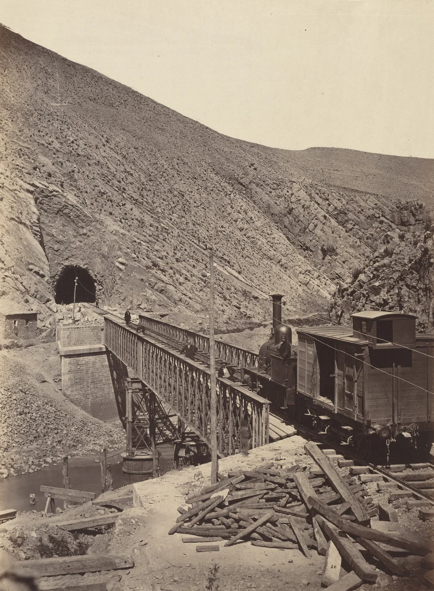 Bridge and tunnel over Jalon, Madrid to Zaragoza by Juan Laurent, photograph, 1855-1865