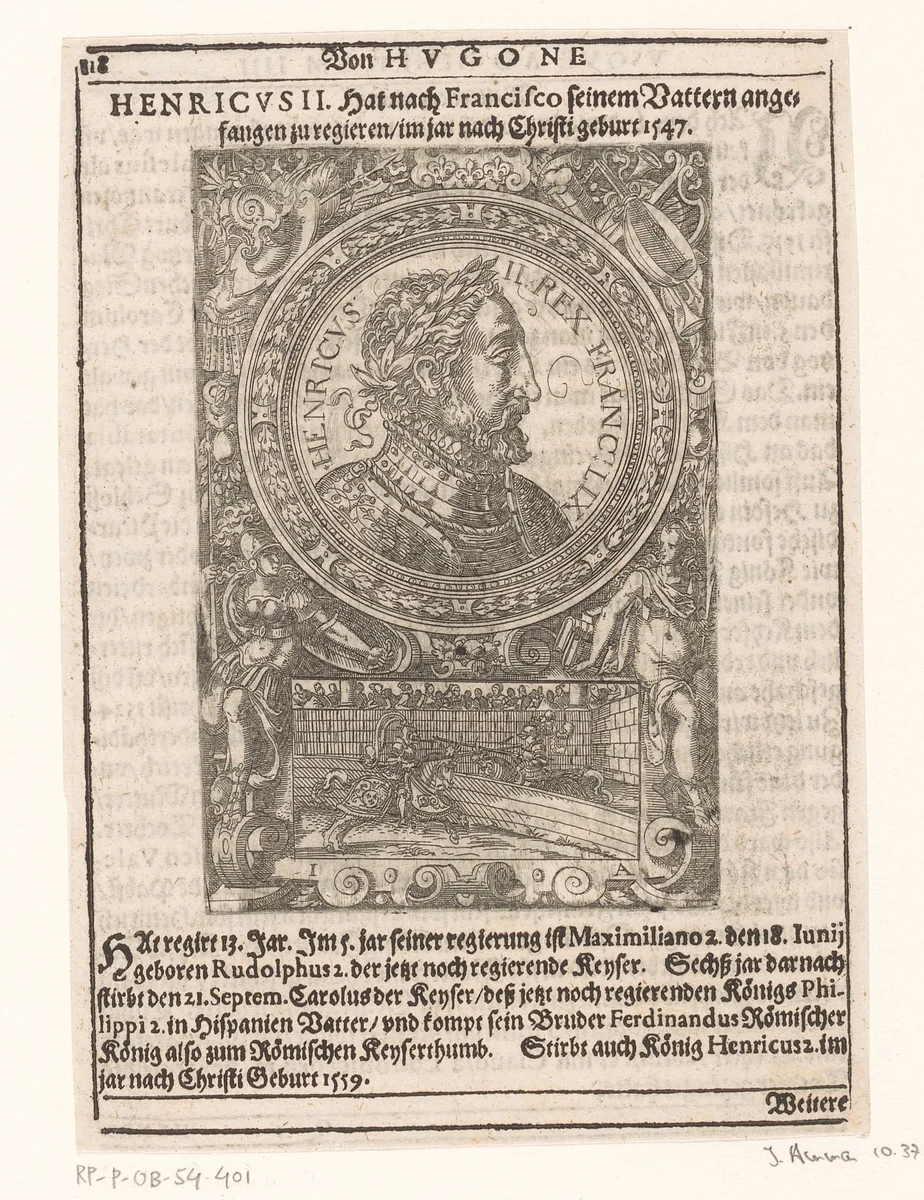 Portret van Hendrik II, koning van Frankrijk by Jost Amman, print, 1598