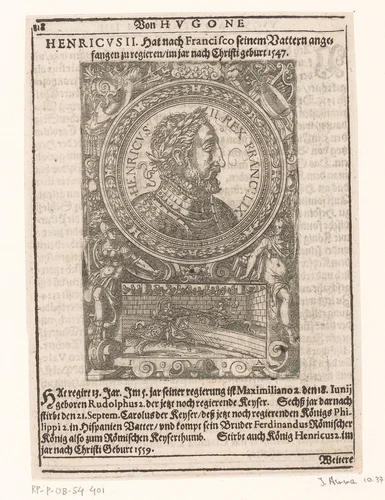 Portret van Hendrik II, koning van Frankrijk by Jost Amman, print, 1598