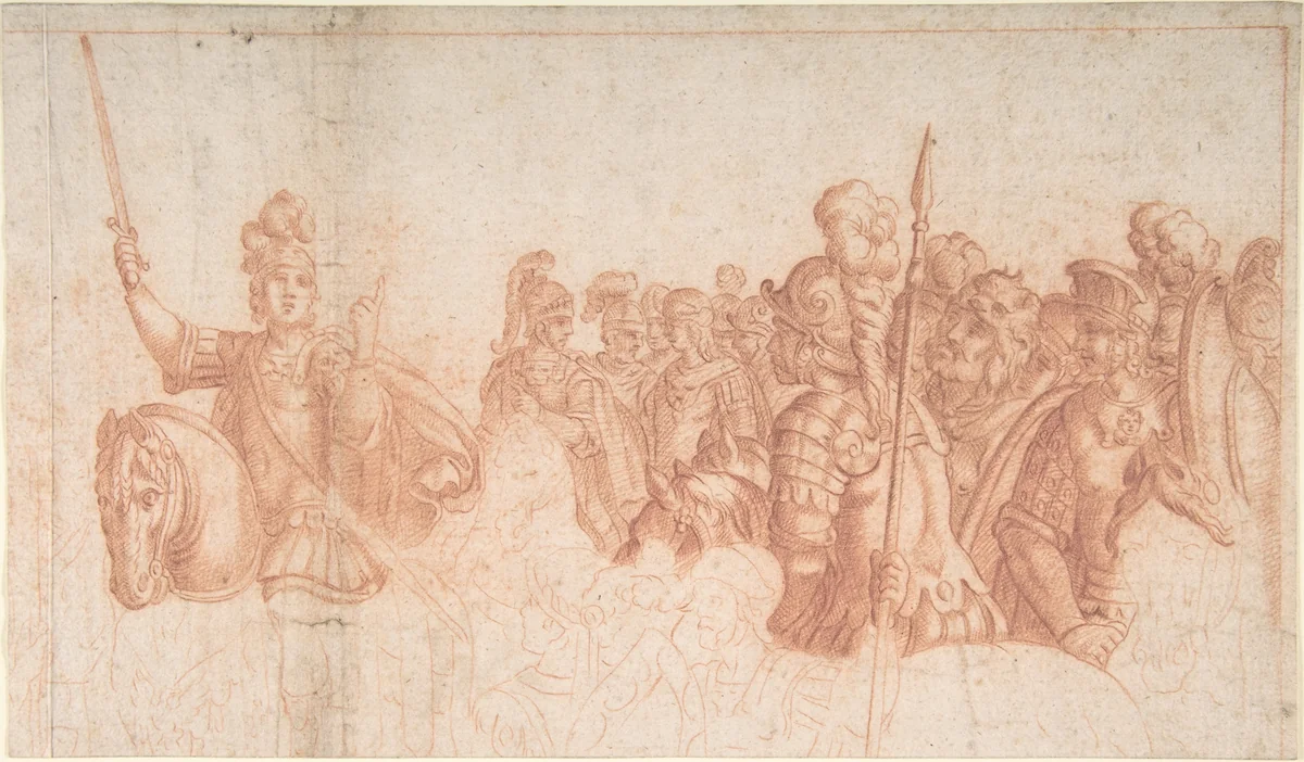 Study of Ancient Soldiers by anonymous, drawing, 1600-1699