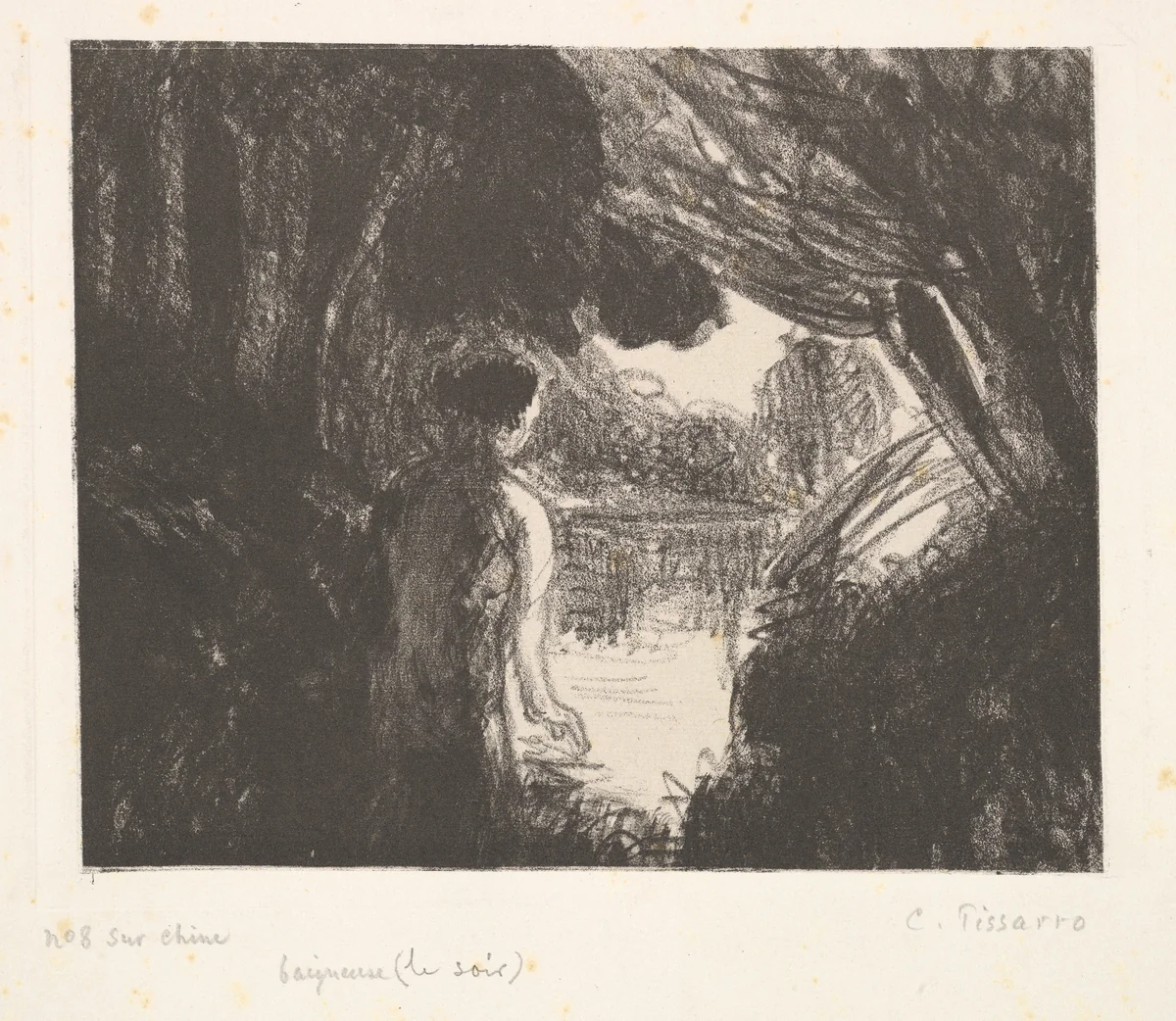 Bather, Evening by Camille Pissarro, print, 1897