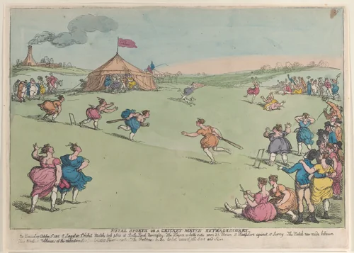 Rural Sports or a Cricket Match Extraordinary by Thomas Rowlandson, print, 1811