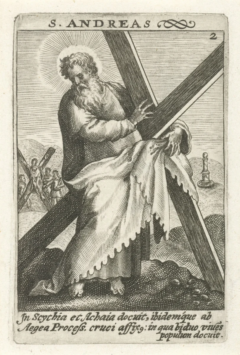 Apostel Andreas by Crispijn van de Passe, print, 1574-1637