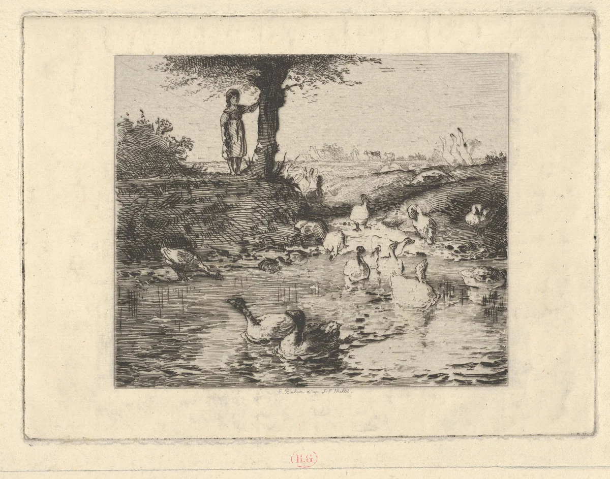 The Guardian of the Geese, after Millet by Emile Boilvin, print, 1888-1899