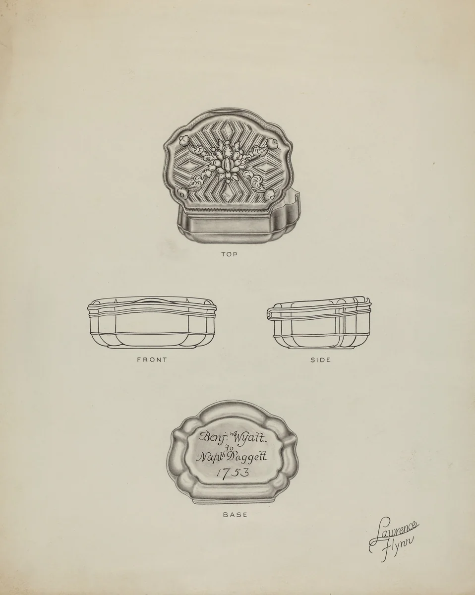 Silver Snuff Box by Lawrence Flynn, index of american design, 1939
