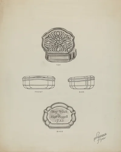 Silver Snuff Box by Lawrence Flynn, index of american design, 1939