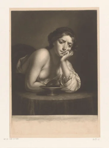 Sigismunda met het hart van Guiscardo by James McArdell, print, 1750-1765