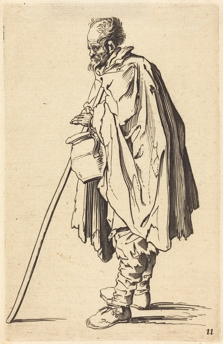 Beggar with Pot by Jacques Callot, print, 1622-1699