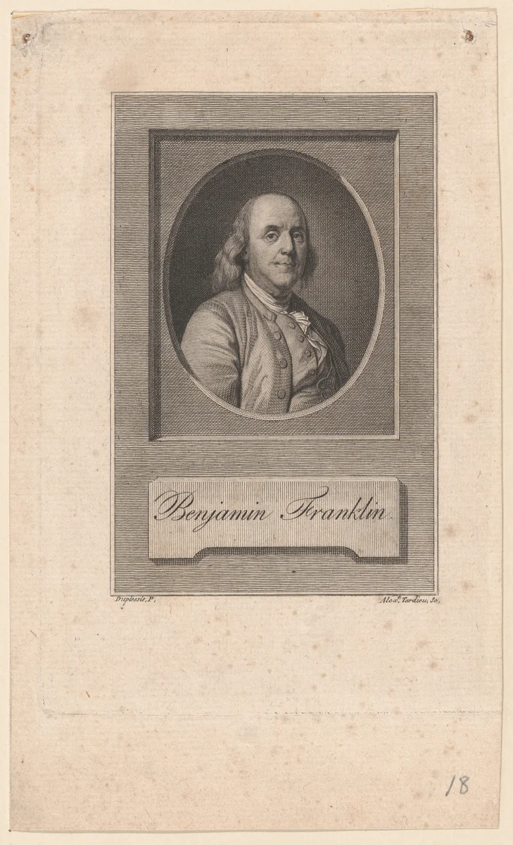 Benjamin Franklin by Pierre Alexandre Tardieu, print, 1798