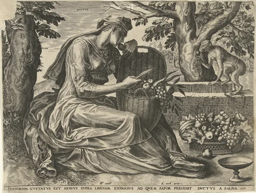 De Smaak (Gustus) by Cornelis Cort, print, 1561