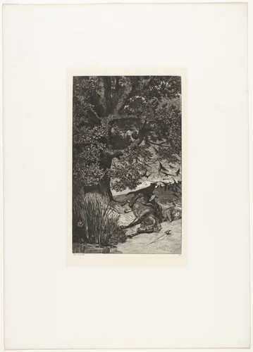 Fallen Rider (Gefallener Reiter) from Intermezzi, Opus IV by Max Klinger, print, 1881