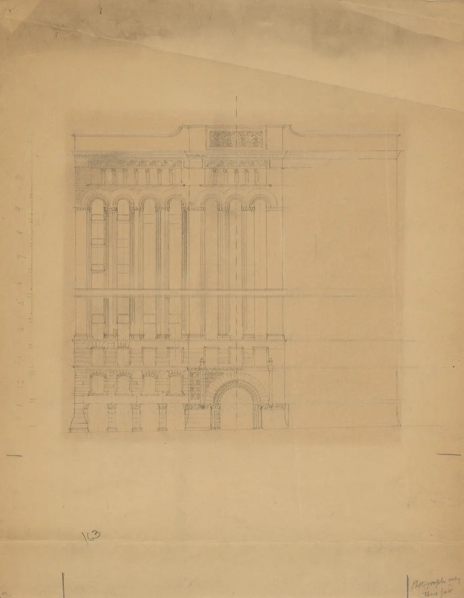 Mills Building, San Francisco, California, Design Sketch by John Wellborn Root, drawing, 1885-1895