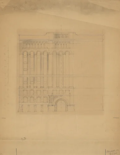 Mills Building, San Francisco, California, Design Sketch by John Wellborn Root, drawing, 1885-1895